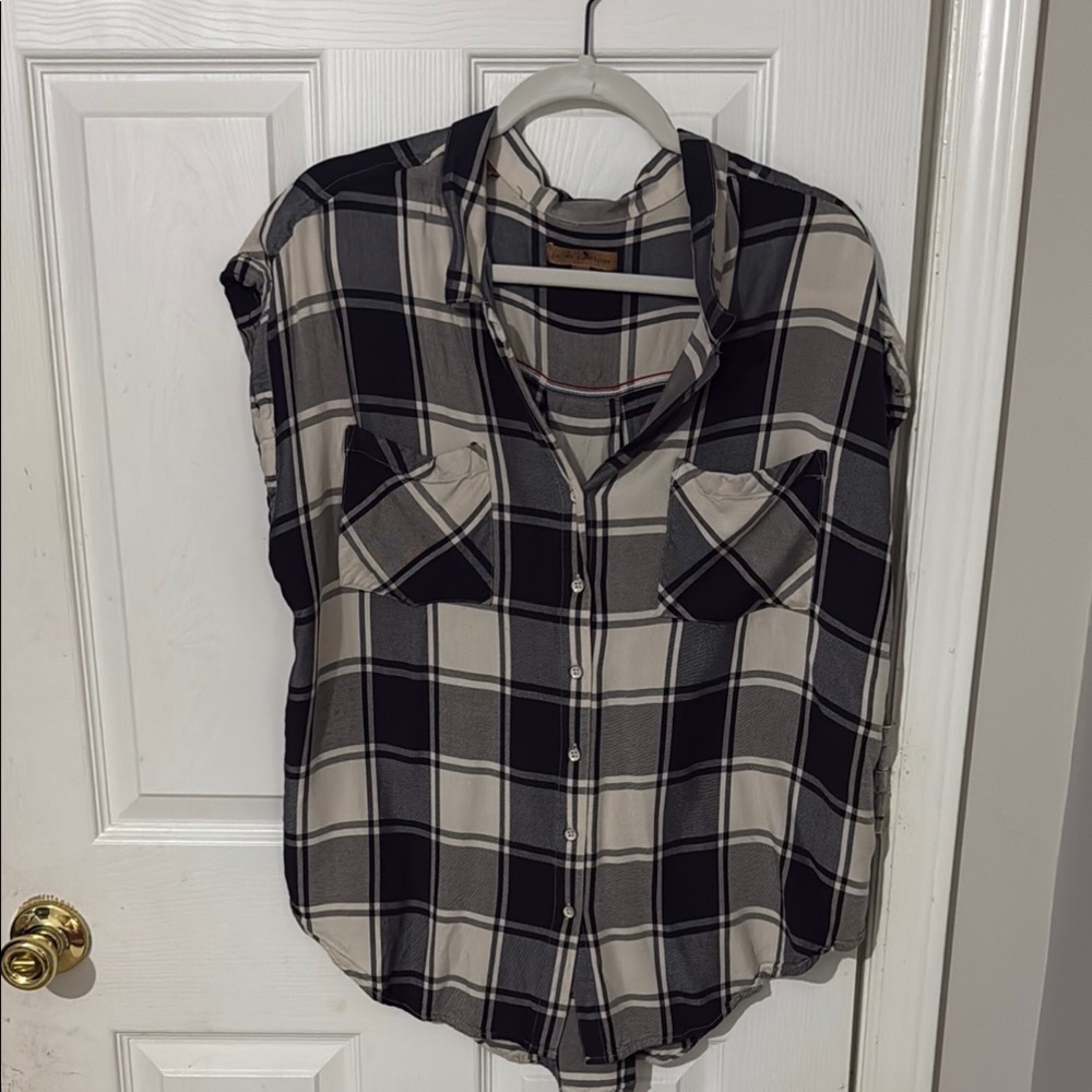 Lucky Brand Black and White Plaid Shirt